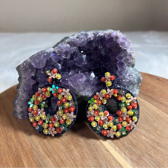 Stella & Dot Beaded Multi Color Earrings - Picture 1 of 6